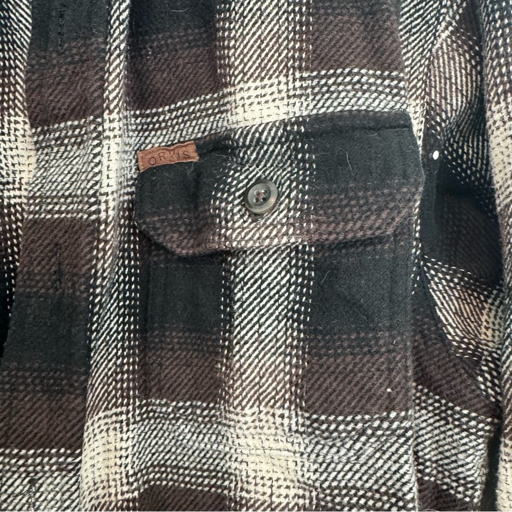 Orvis Brown Plaid Flannel Button Down Light Shirt… - image 4